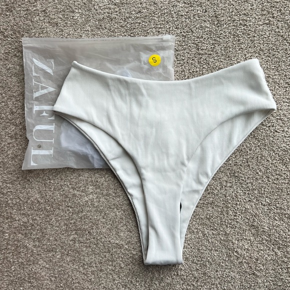 Zaful Swim Zaful High Waisted White Bikini Bottoms Poshmark